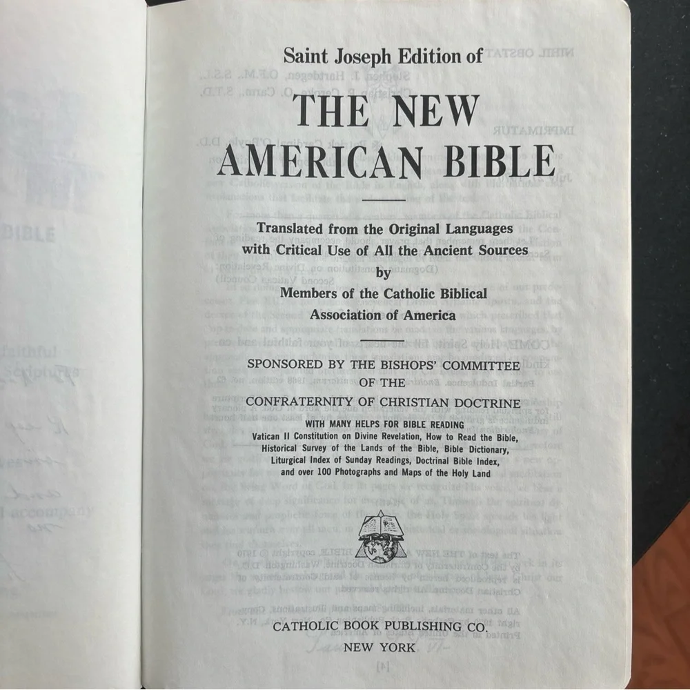 Saint Joseph Edition New American Bible 1970 Catholic Publishing 1970 edition